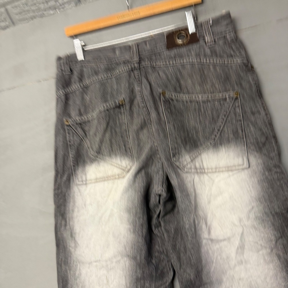Tool Jeans Mens 36x32 Grey Wide Leg Baggy Skater Denim Sandblast Faded RN106566